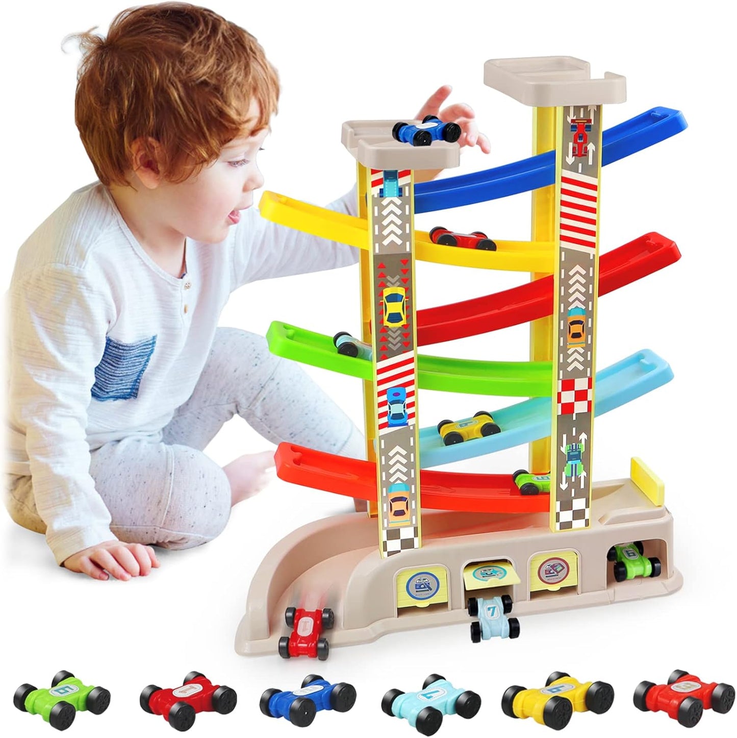 Ramp Racer Toy Set with 6 Cars - Montessori Fun!