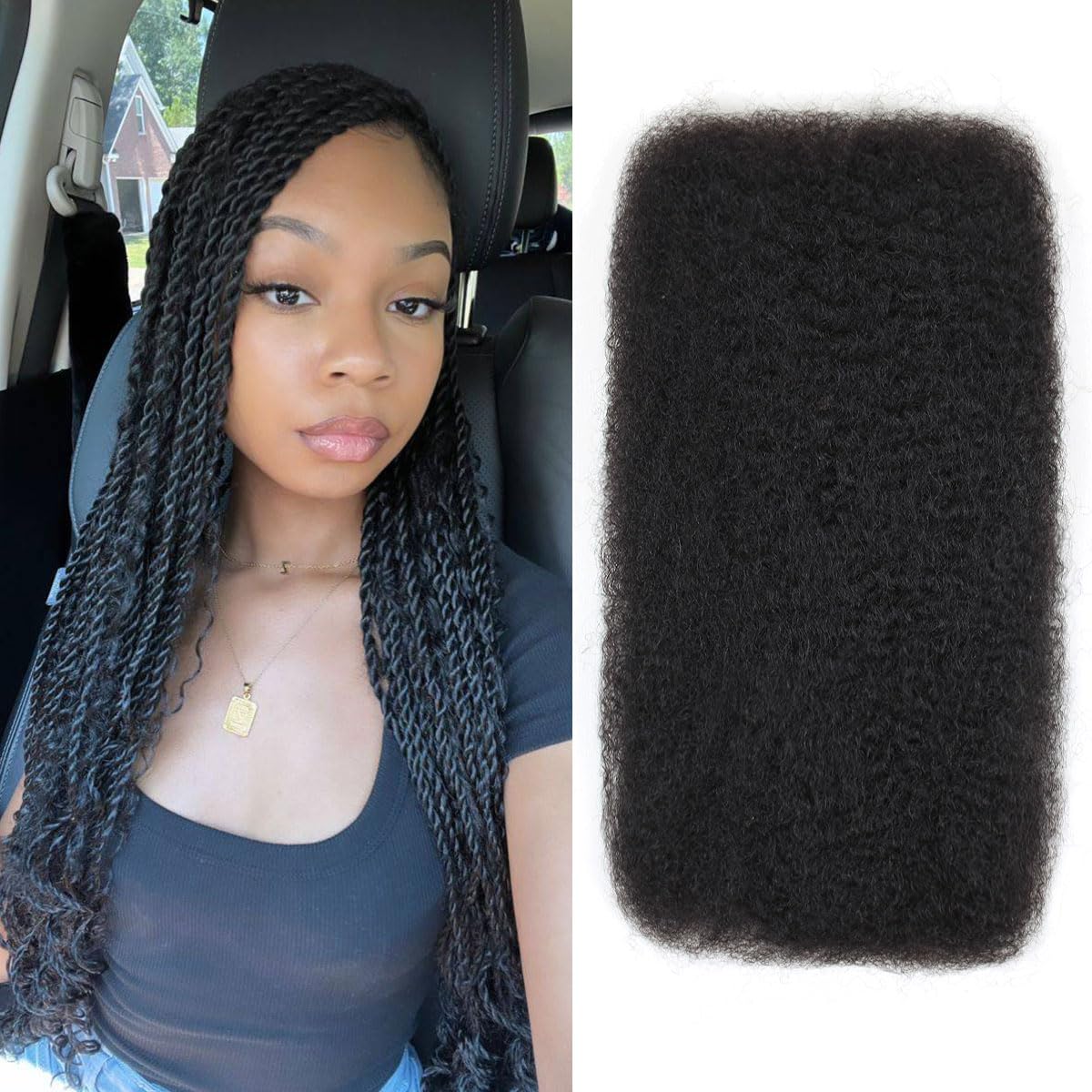 22 Inch Afro Kinky Bulk Human Hair for Dreadlocks and Braids