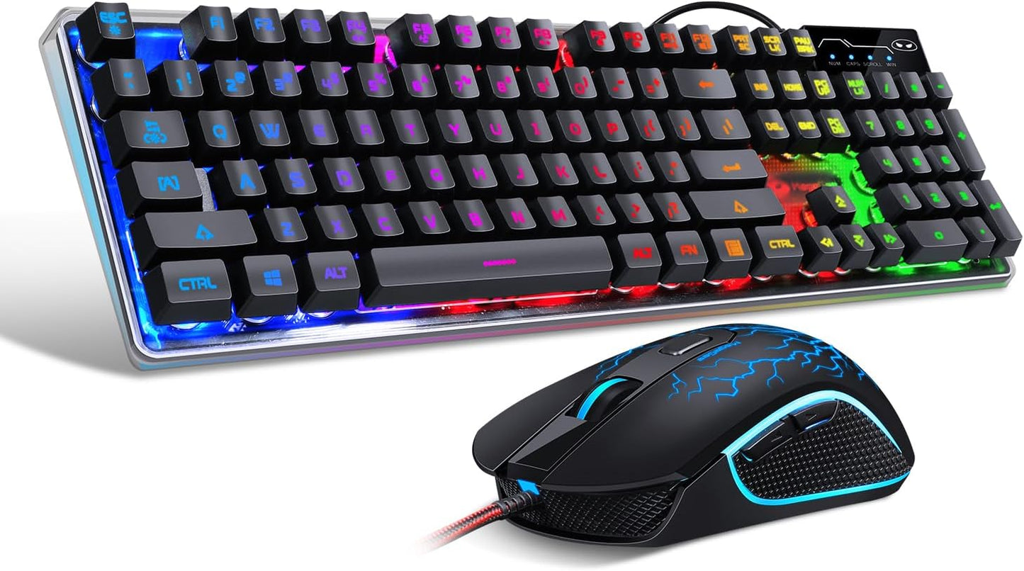 K1 RGB LED Backlit Wired Keyboard and Mouse Combo for Gaming