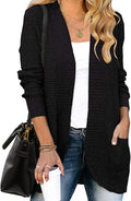 Long Sleeve Open Front Cardigan - Cozy Draped Chunky Knit