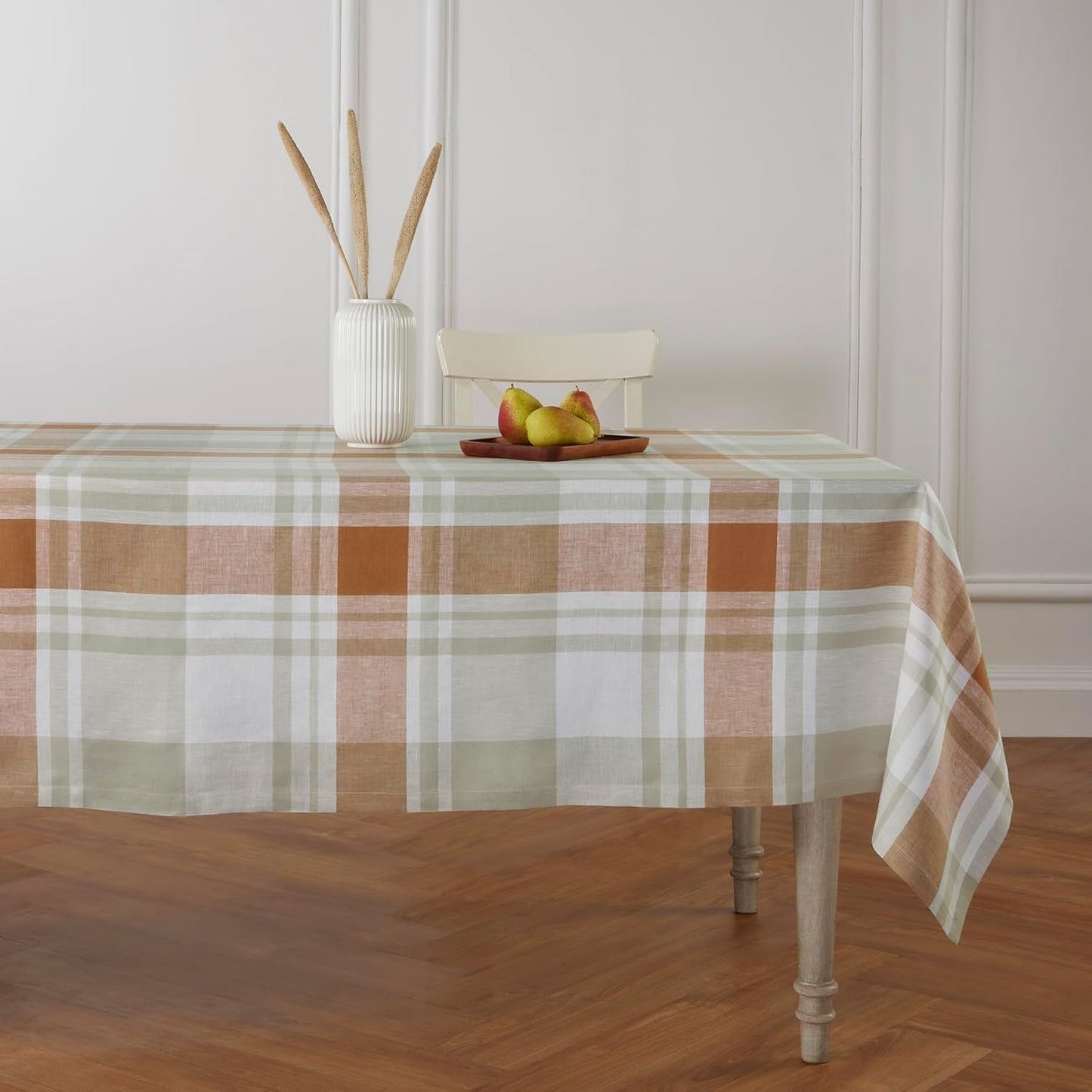 50 x 50 Inch Pure Linen Fall Harvest Tablecloth for Holidays