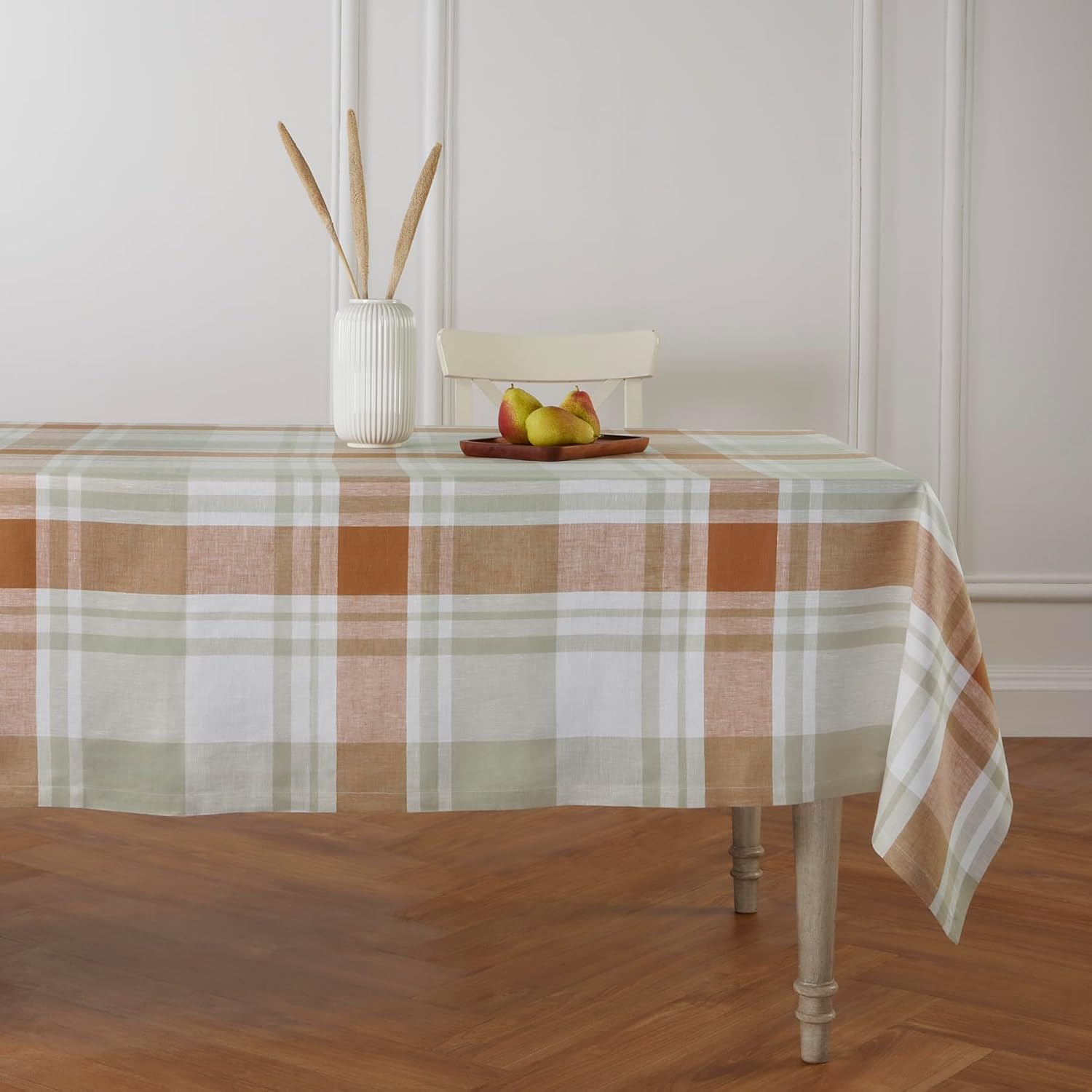 50 x 50 Inch Pure Linen Fall Harvest Tablecloth for Holidays