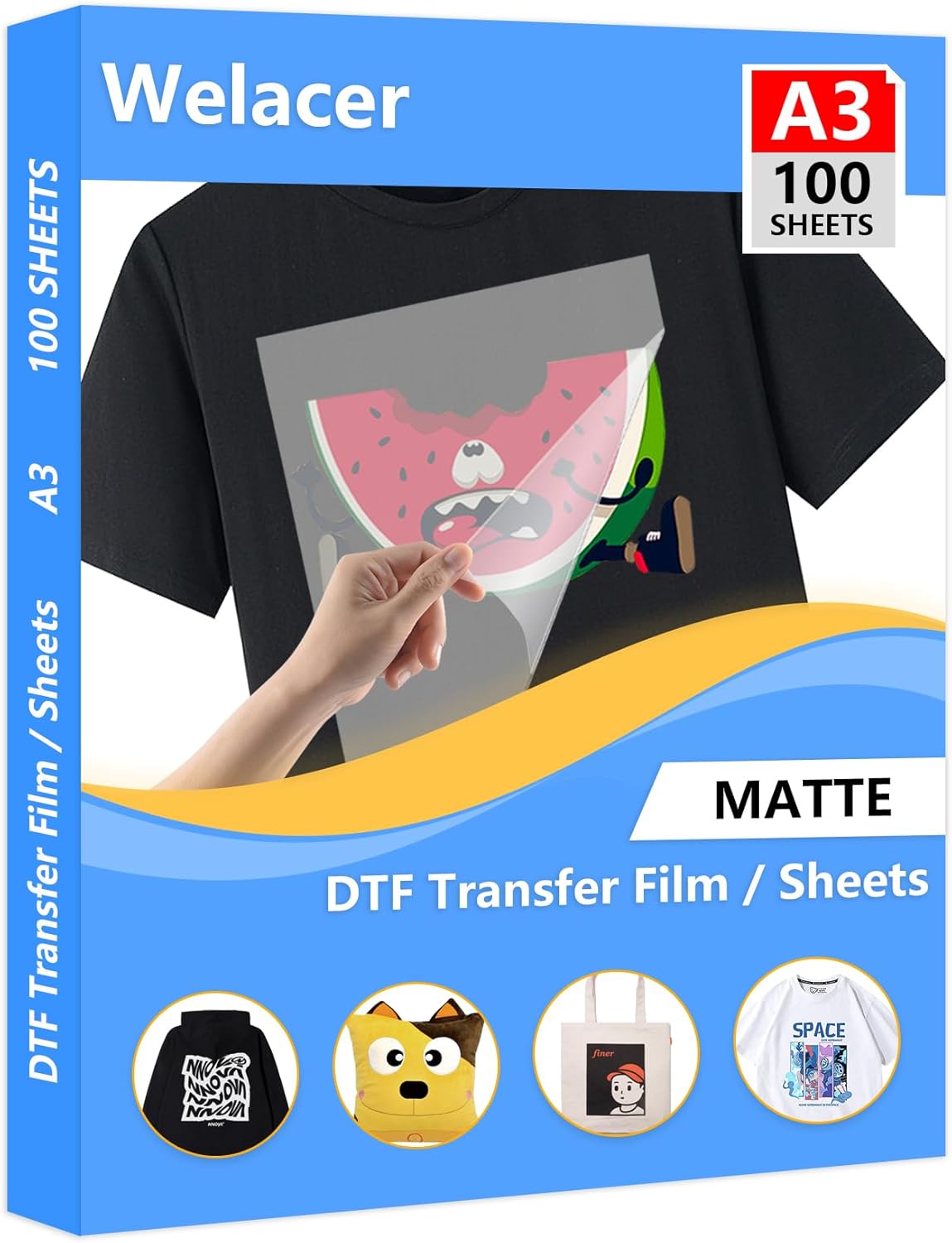 DTF Transfer Film A3 100 Sheets for All Fabrics and Colors