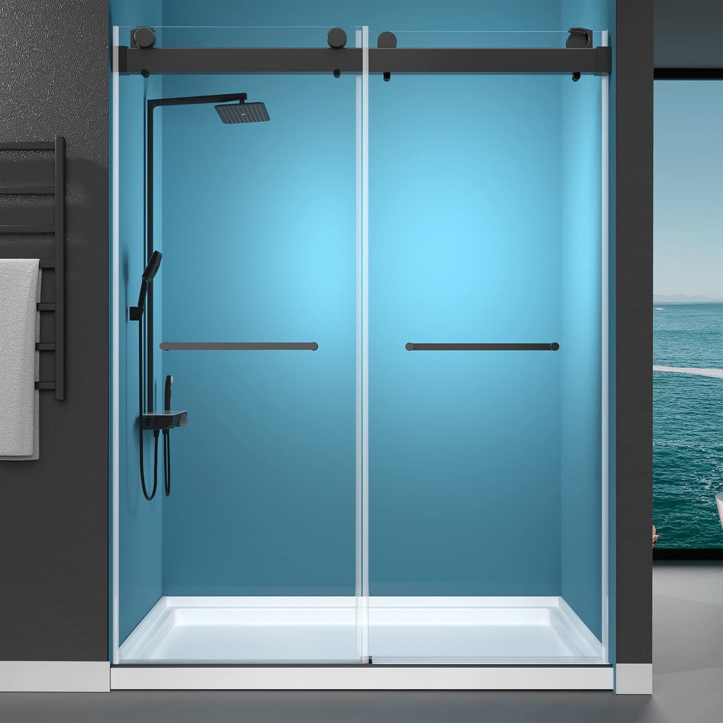 GETPRO Shower Door 69-72in W x 79in H Double Sliding Doors