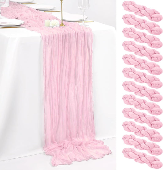 10Ft Light Pink Cheesecloth Table Runner for Elegant Events