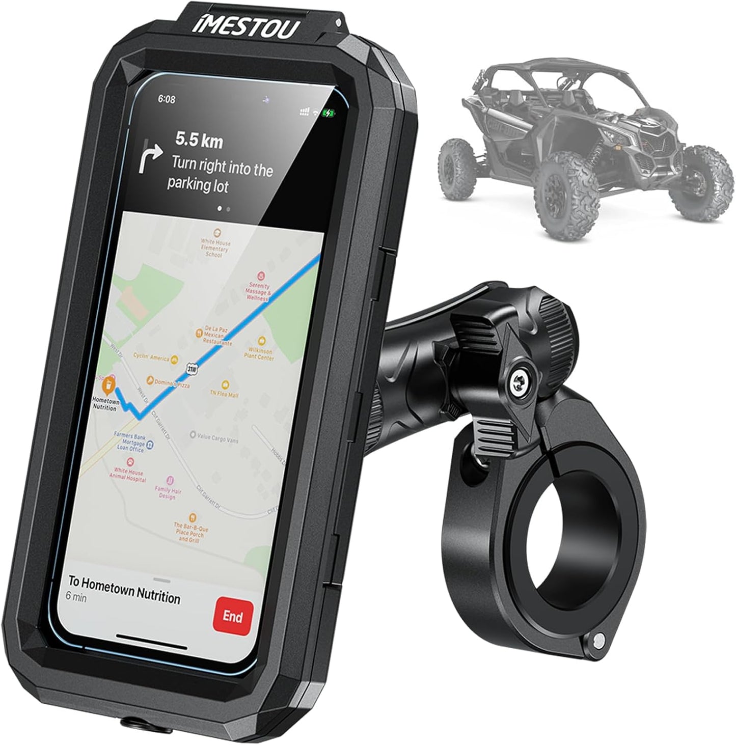 iMESTOU Waterproof ATV Phone Mount for 5.5ft'-6.8ft' Smartphones