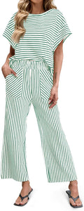 Tankaneo Womens Striped 2 Piece Set - Comfortable Matching Lounge Set
