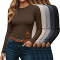 5 Pack Womens Thermal Tops Fleece Lined Long Sleeve Crew Neck - Warm