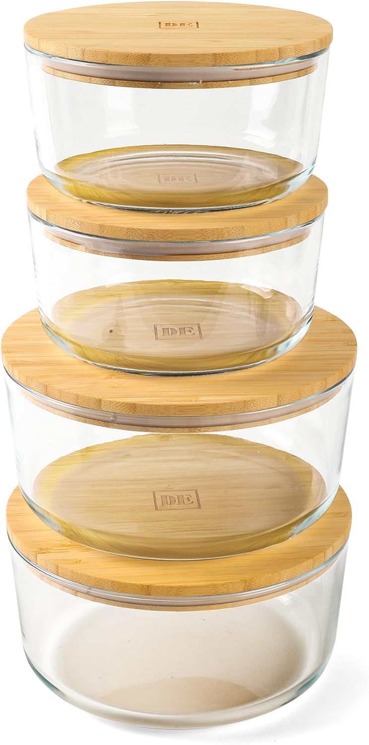 DE Glass Food Storage Containers with Bamboo Lids for Meal Prep