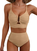2 Piece Bestselling Bikini Set for Women - U-Wire Cutout High Waisted