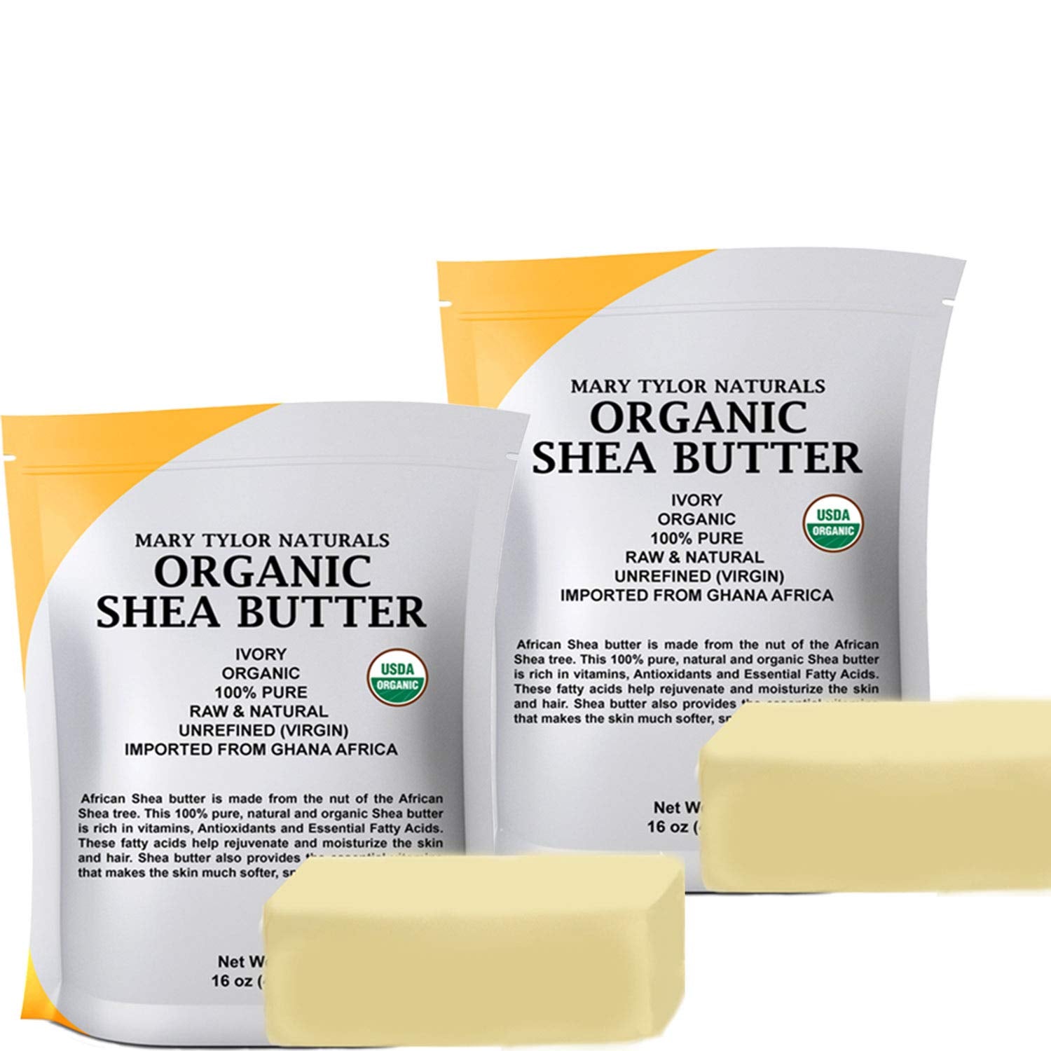 Organic Shea Butter 2 lb - Raw, Unrefined, Ivory from Ghana