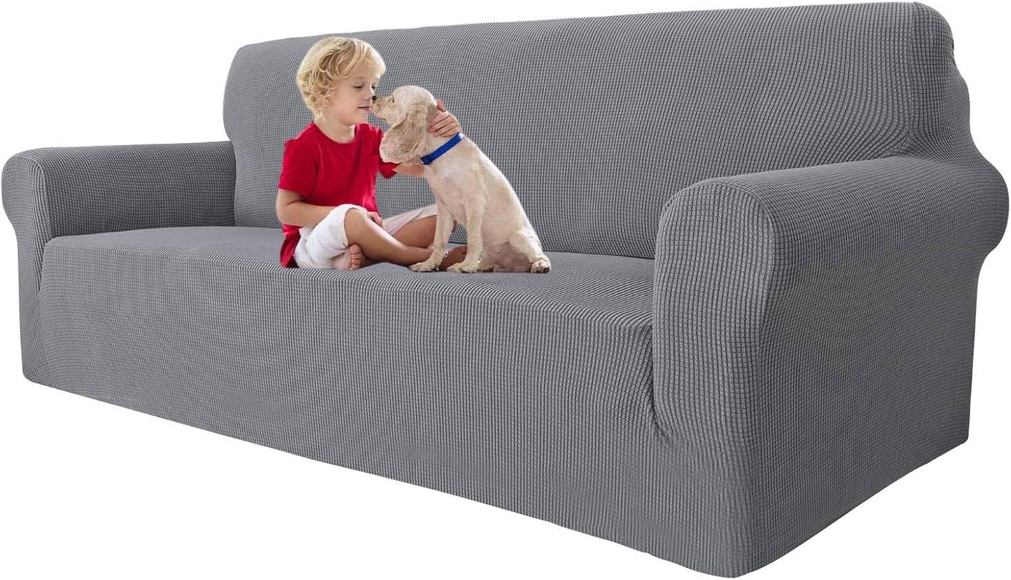 MAXIJIN Super Stretch Couch Cover for 3 Cushion Couch - Light Gray