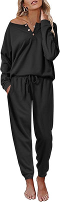 Ekouaer Pajamas Women's Waffle Knit Sleepwear Set - Soft Lightweight