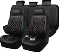 CAR PASS 3D Foam Faux Leather Car Seat Covers Full Set - Red/Black
