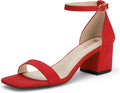 Chunky Heels Block Low Short Square Open Toe Sandals for Women