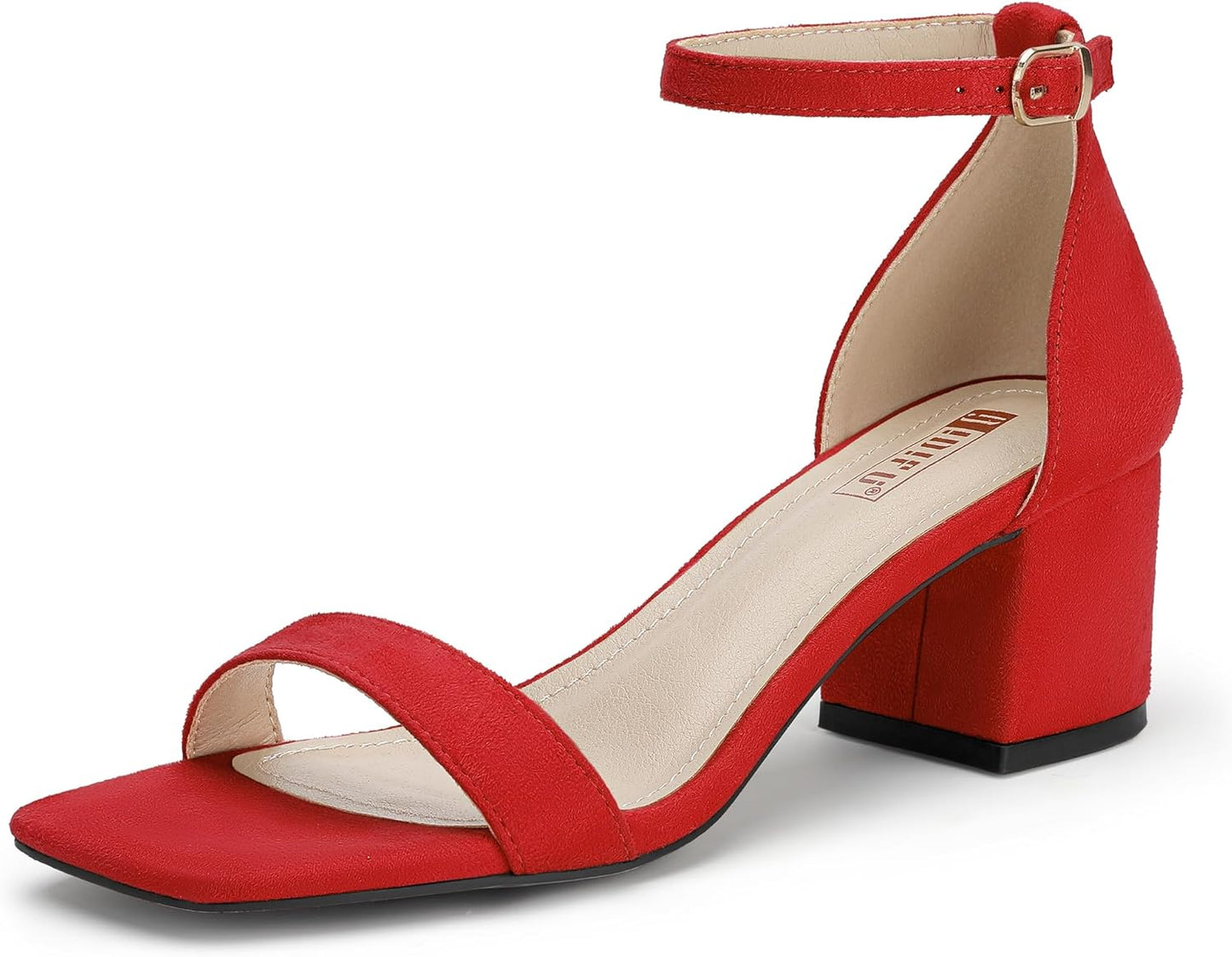 IDIFU Chunky Heels Block Low Short Square Open Toe Sandals