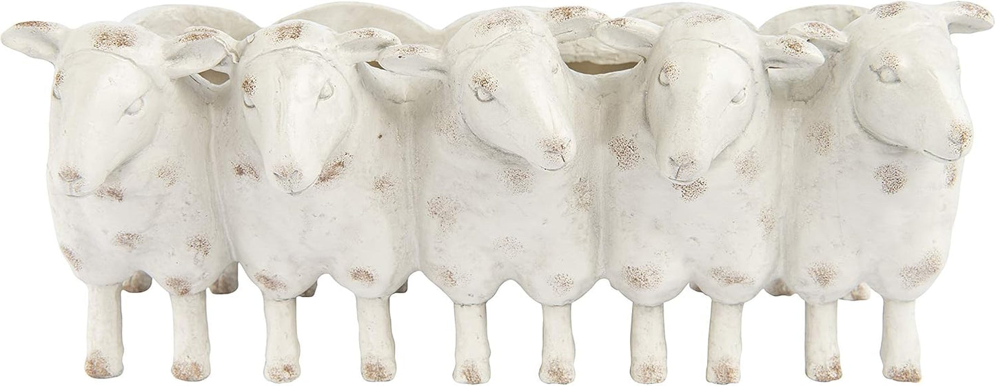 Creative Co-Op Resin Sheep Planter for Whimsical Decor