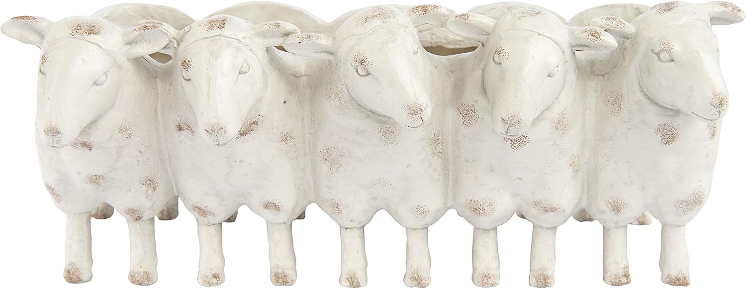 Creative Co-Op Resin Sheep Planter for Whimsical Decor