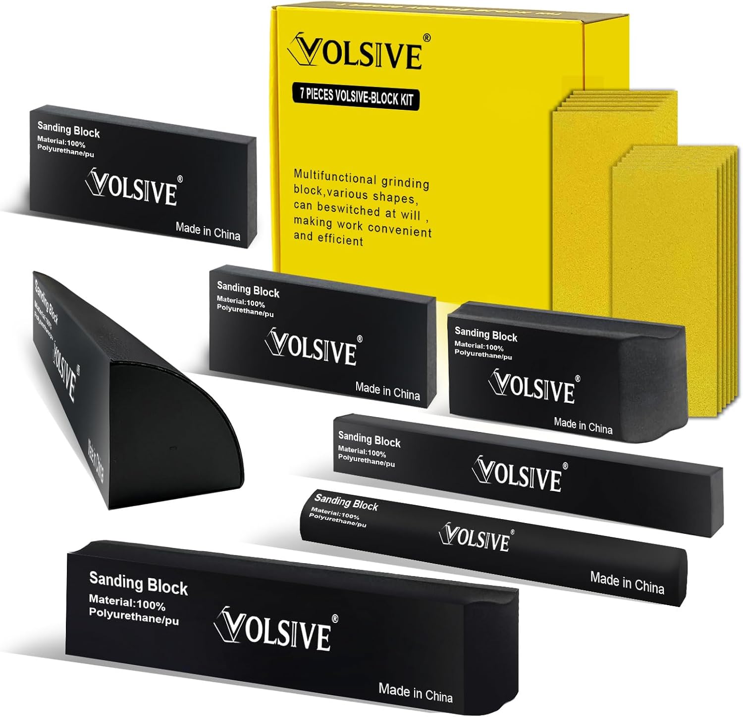 PSA Sanding Block Kit of 7 for Automotive and Woodworking