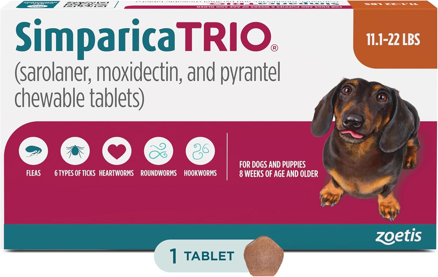Simparica Trio Chewable Tablets for Dogs - Triple Parasite Protection