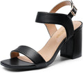 Nude Nubuck Chunky Heels for Women - Square Toe Block Sandals