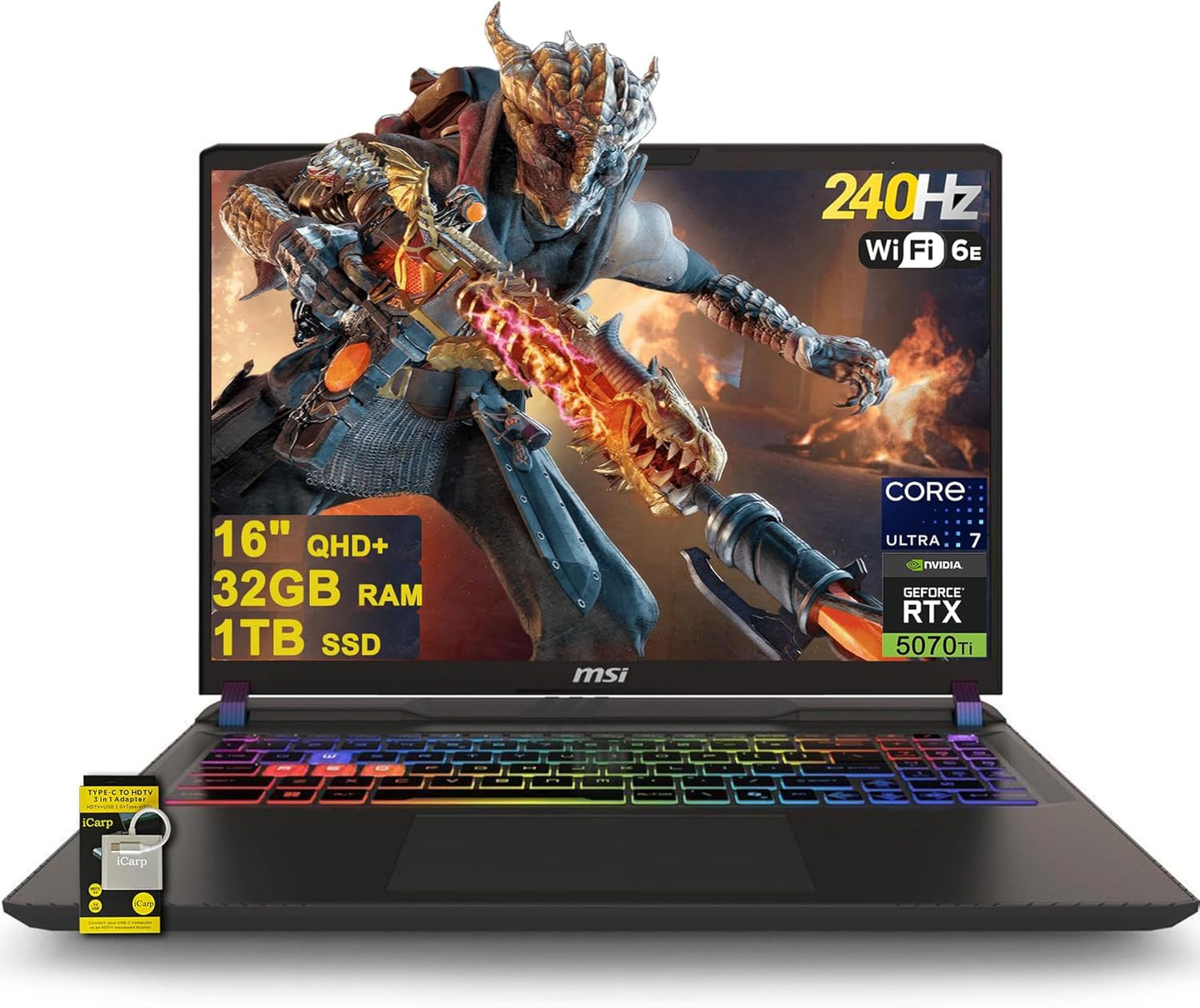 MSI Vector 16 HX AI Gaming Laptop with 32GB RAM and 1TB SSD