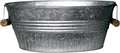 14-Inch Oval Galvanized Tub Planter - Rustic Indoor & Outdoor