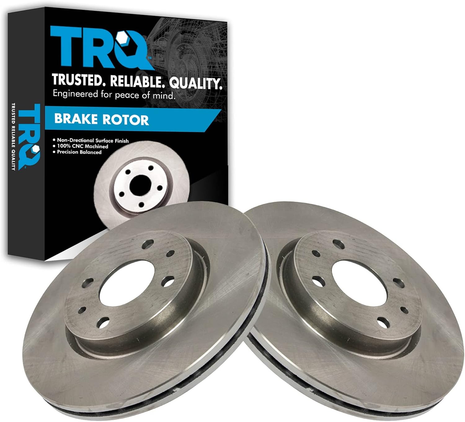 TRQ Front Brake Rotors Set Vented for 2012-2017 Fiat 500