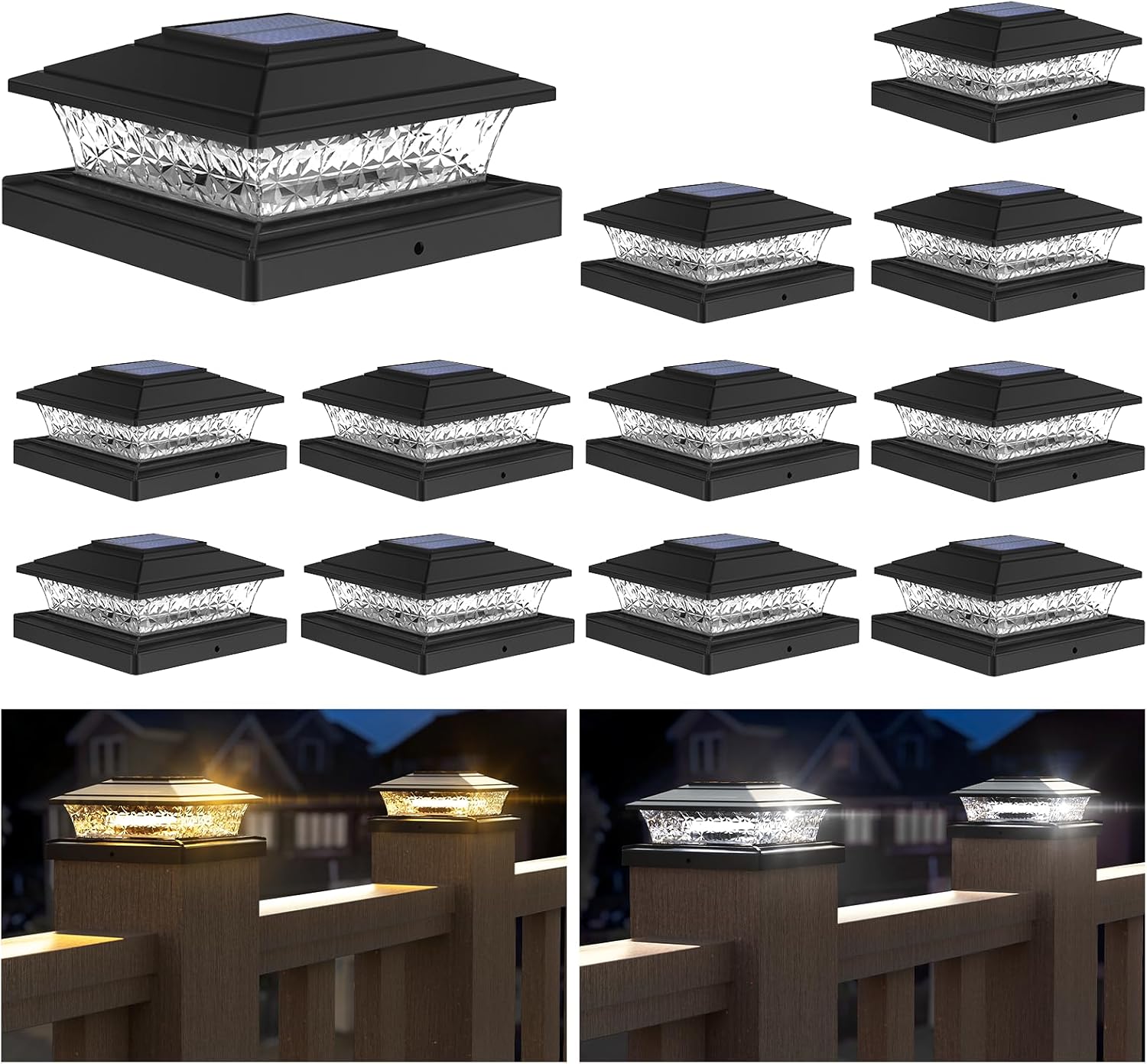 APONUO Solar Post Lights Outdoor with 2 Lighting Modes and 16 LEDs