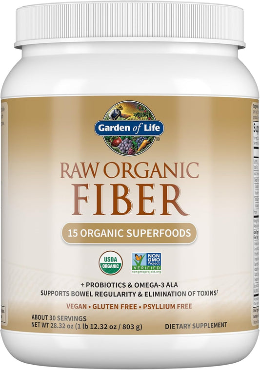 Garden of Life Raw Organic Fiber Powder for Gut Health Boost