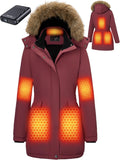 Graphene Long Heated Jacket for Women - 18400mAh Battery Heated Parka