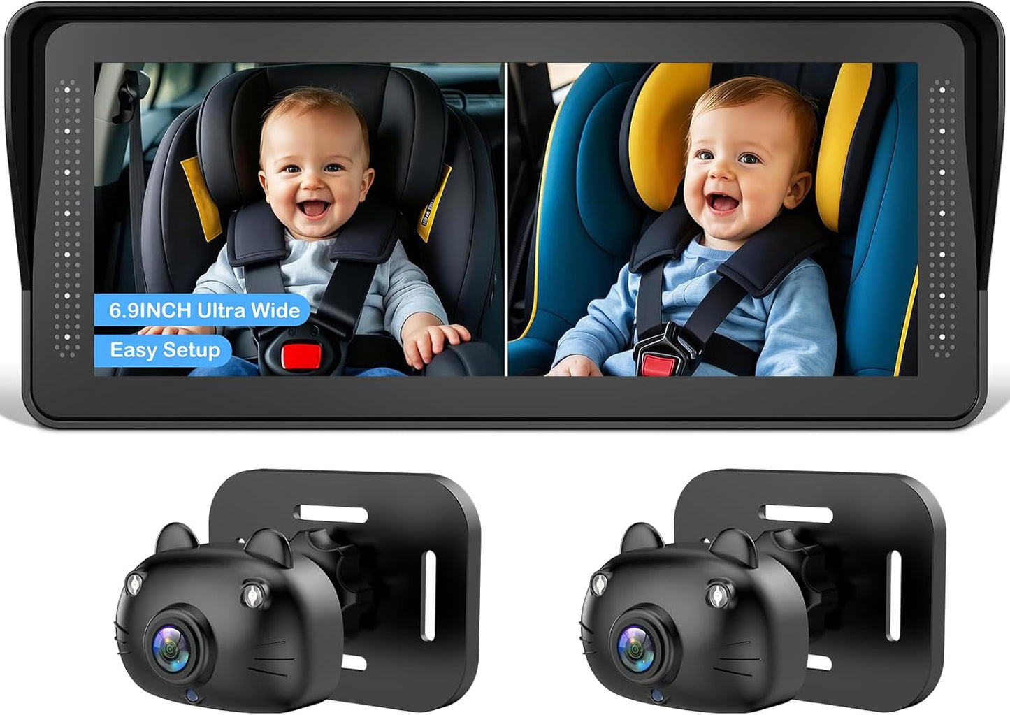 AMTIFO Dual Baby Car Camera - Clear Night Vision & Easy Setup