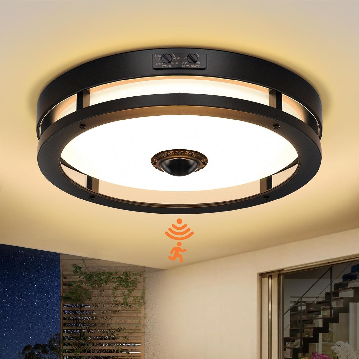 Outdoor Motion Sensor Flush Mount LED Light for Modern Spaces
