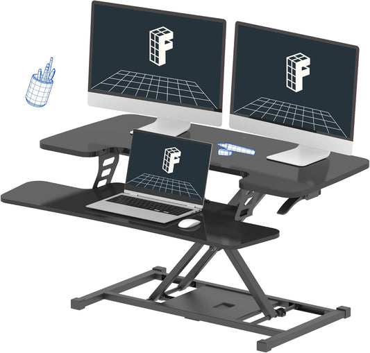 Height Adjustable Standing Desk Converter for Dual Monitors by FLEXISPOT