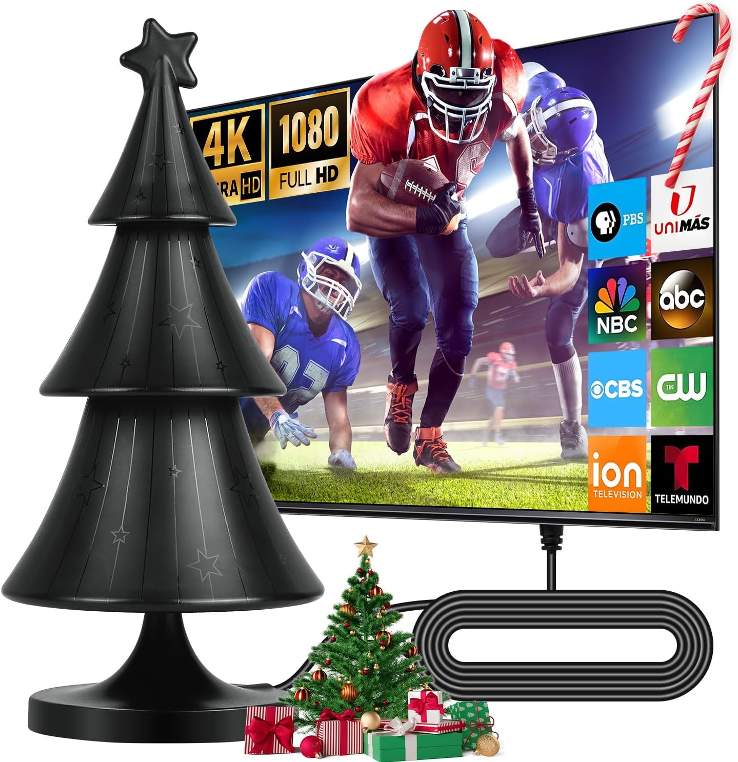 1500+ Mile Range TV Antenna: Crisp 4K Signal Boost! - DESIVO