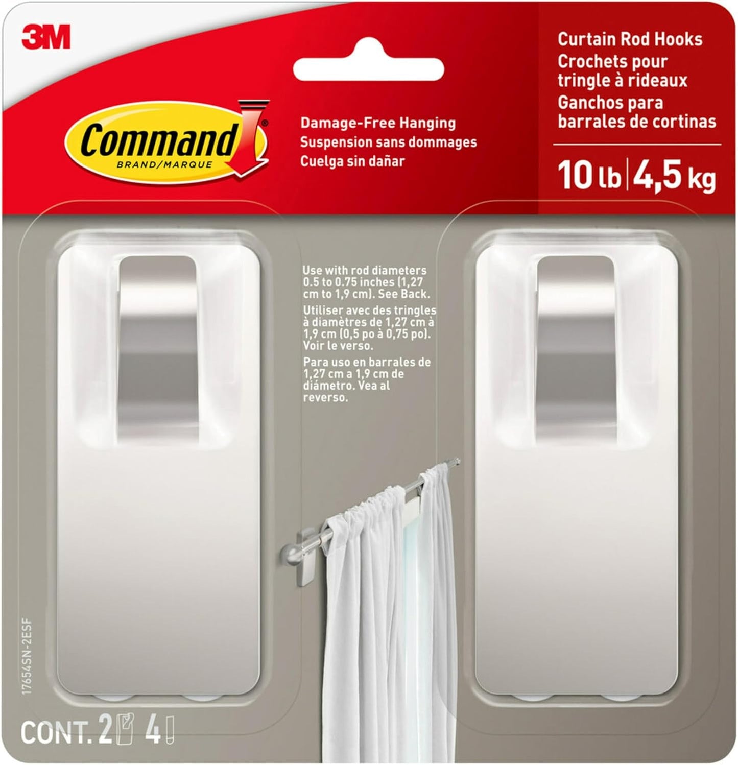 Damage-Free Command Curtain Rod Hooks
