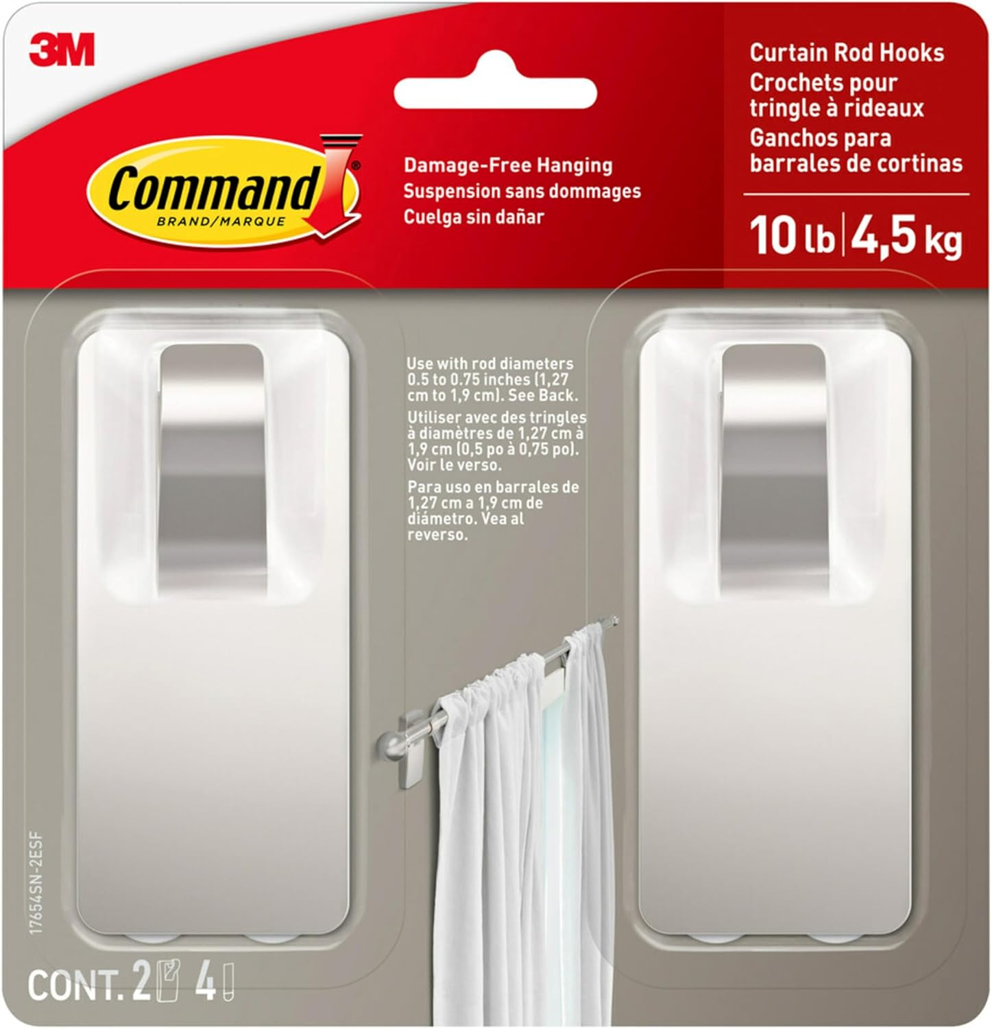 Damage-Free Command Curtain Rod Hooks