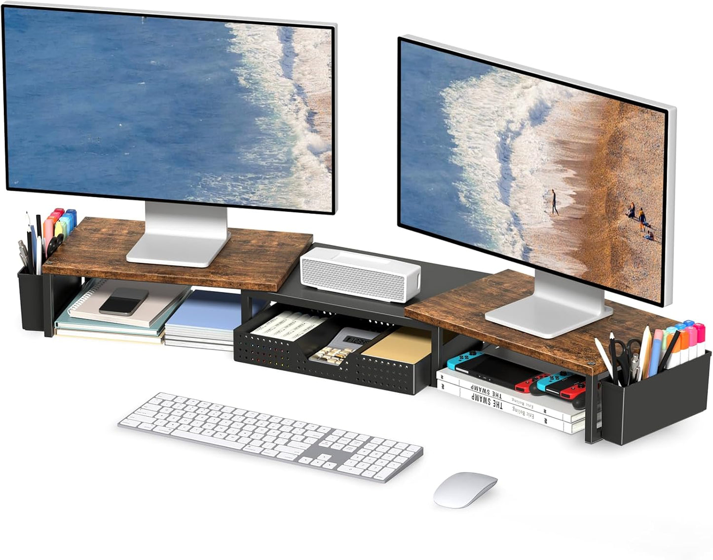 Desk Dual Monitor Stand Riser for Enhanced Workspace Organization