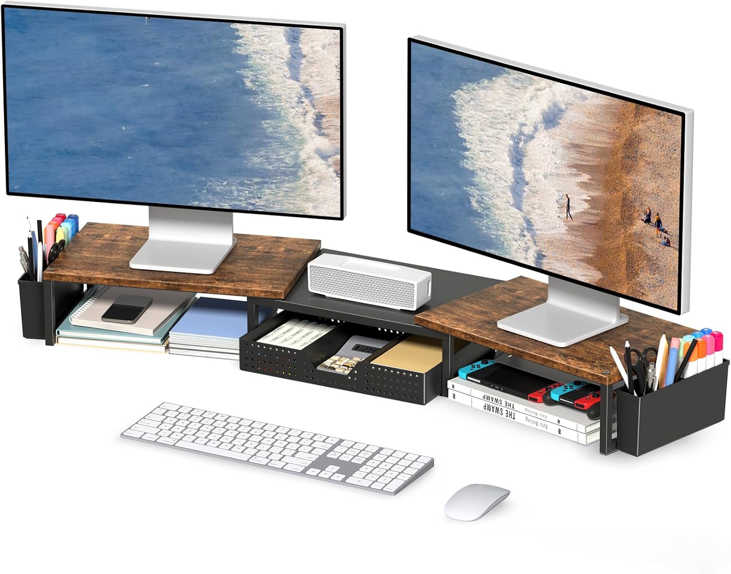 Desk Dual Monitor Stand Riser for Enhanced Workspace Organization