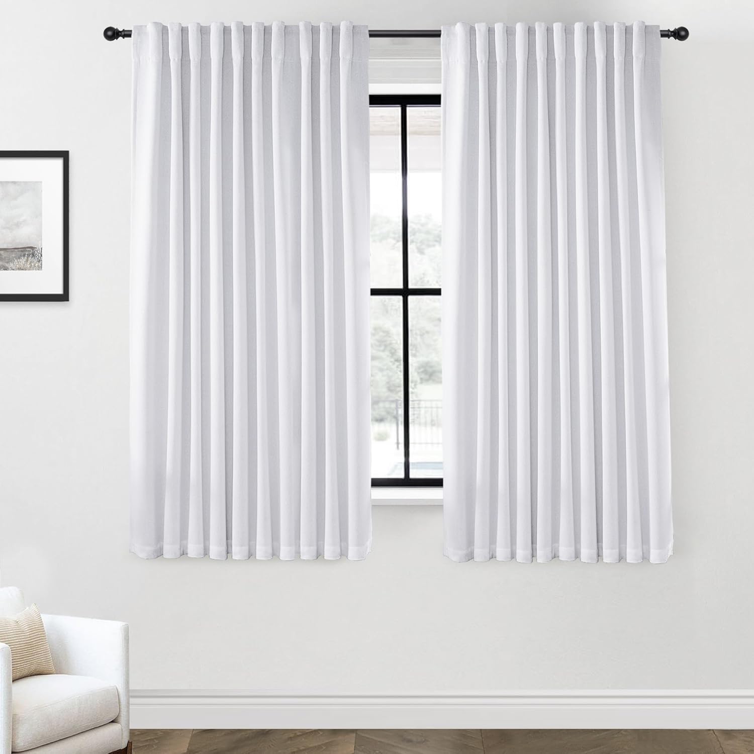PanelsBurg 70x63 Inch White Blackout Thermal Insulated Curtains