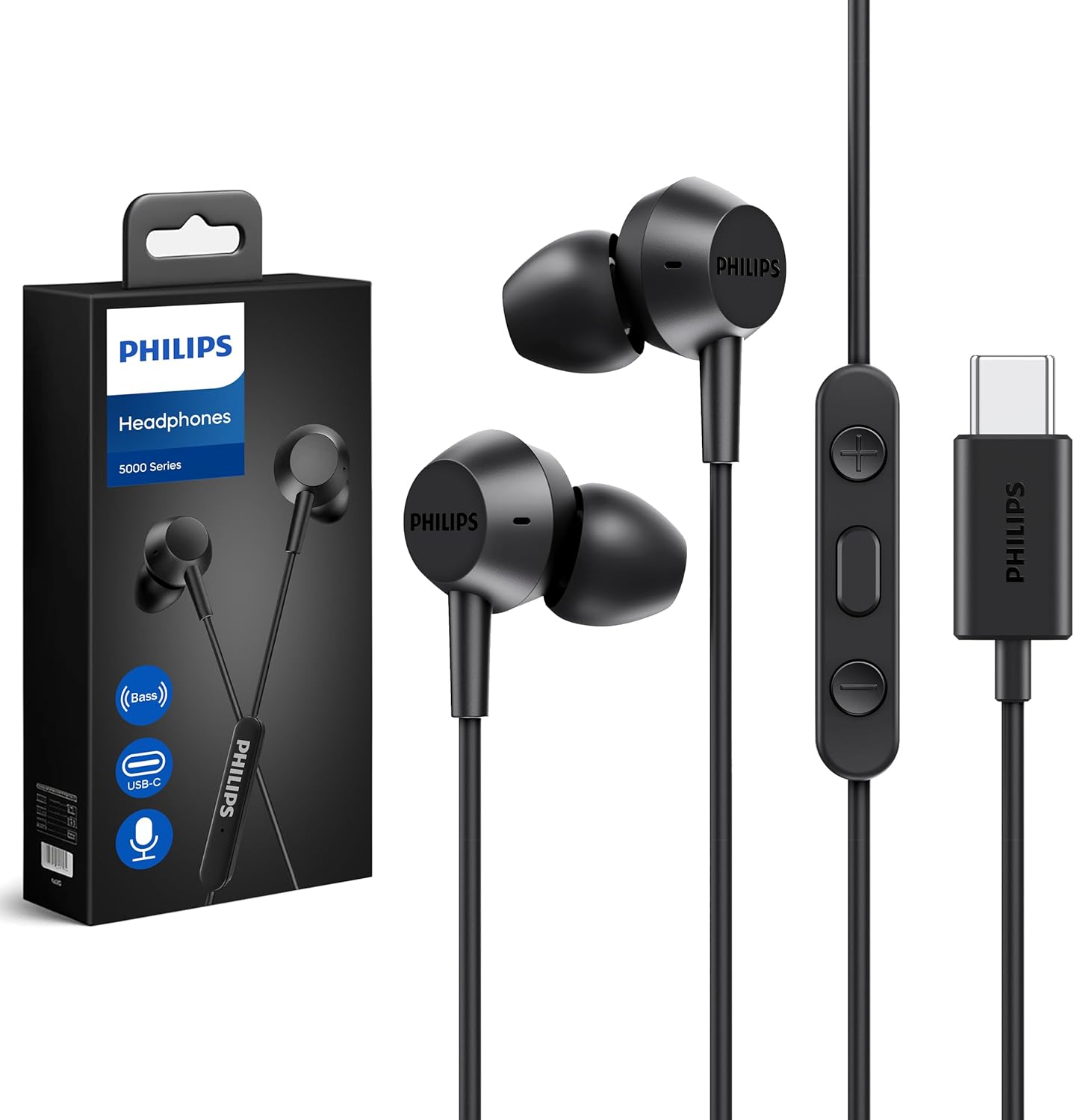 Philips USB C Earbuds with Powerful Bass