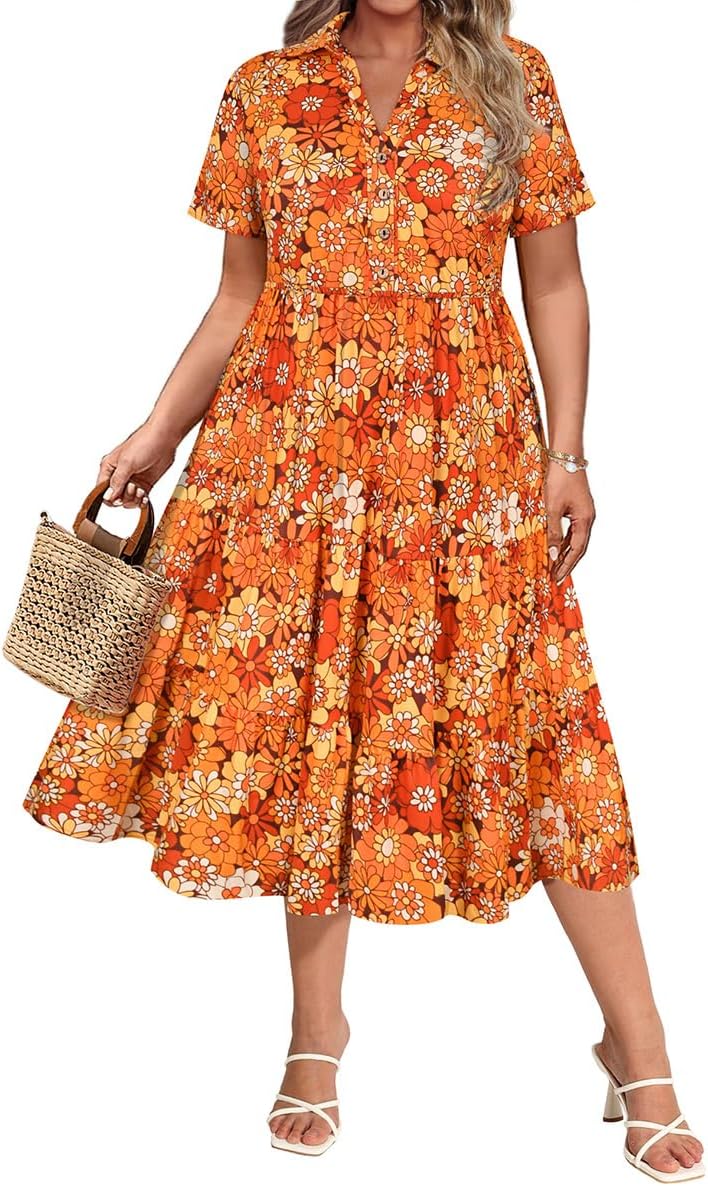 Plus Size Dresses for Curvy Women - Stylish Summer Midi Dress
