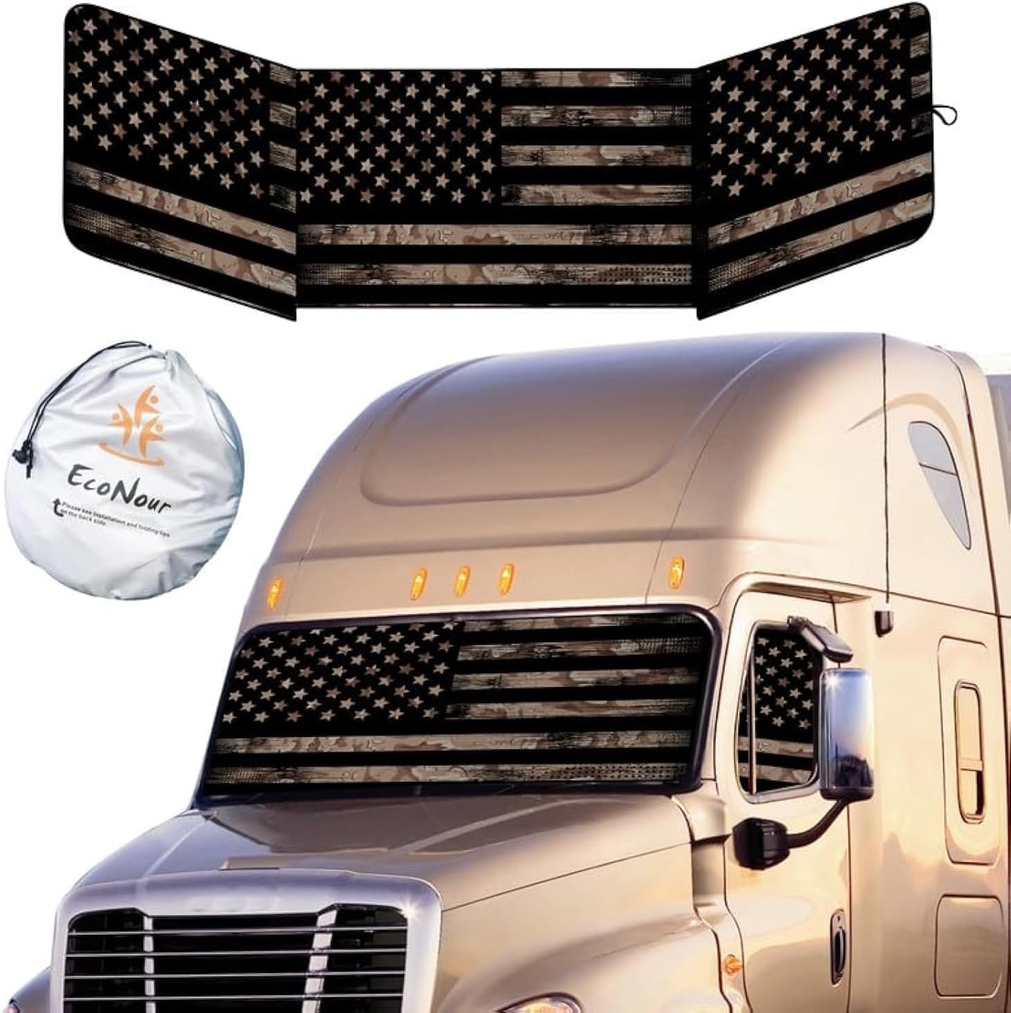 EcoNour Semi-Truck Printed Sun Shade for Complete UV Protection