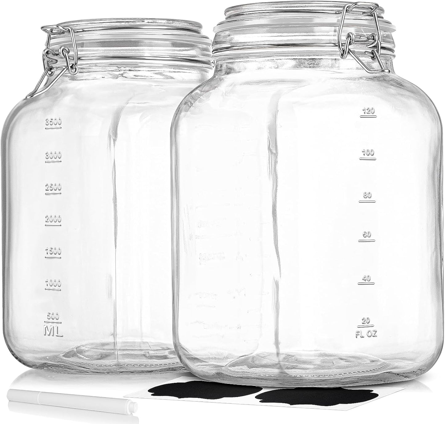 1 Gallon Square Glass Jars with Airtight Lids for Storage