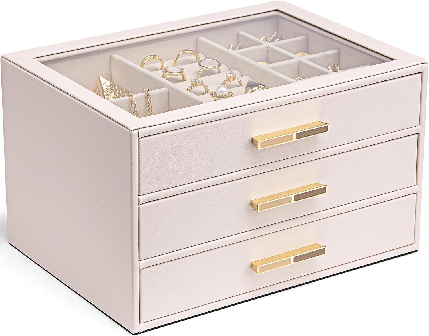 Vlando Jewelry Box for Women - Elegant Organizer with 3 Drawers
