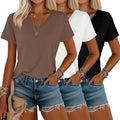 Riyiper 3 Pack Women's V Neck T-Shirts - Soft Stretchy Summer Tees 60%