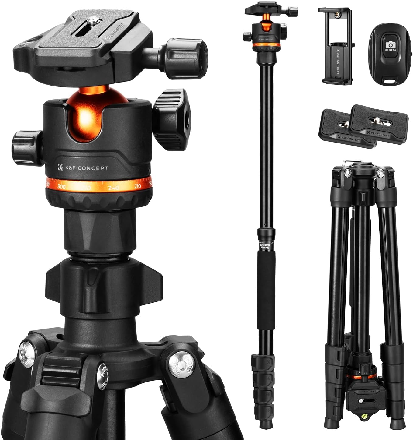 K&F Concept 75.6 inch Camera Tripod for Heavy Duty DSLR Use