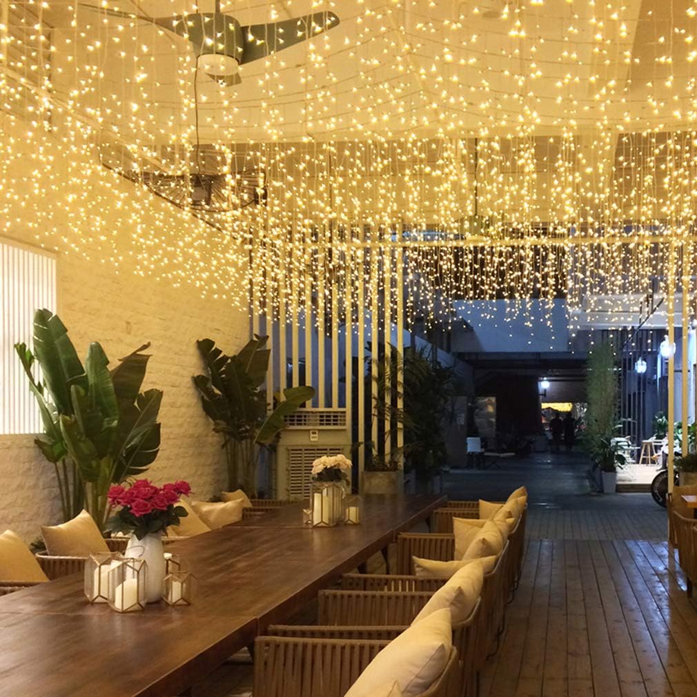 216 LED Warm White Icicle Lights - 8 Modes, Memory Feature