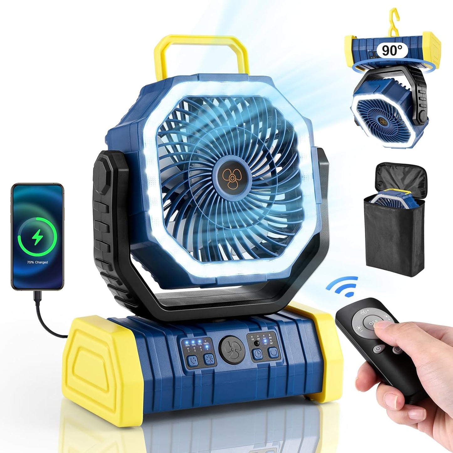 Odoland 30000mAh Camping Fan with LED Lantern for Outdoors