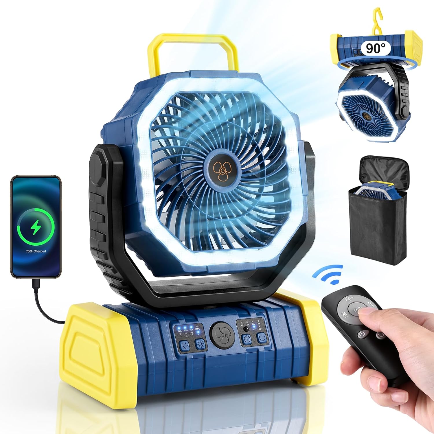 Odoland 30000mAh Camping Fan with LED Lantern for Outdoors